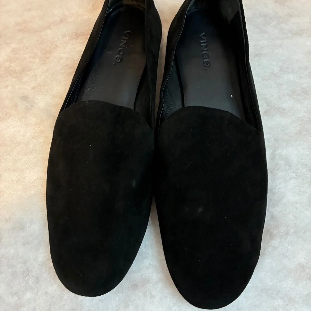 Vince Black suede loafers size 7. Genuine Leather. Good condition. Quiet Luxury